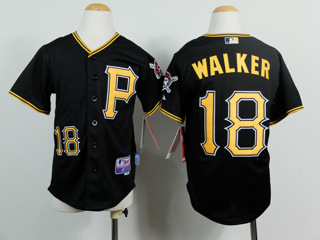 Youth Pittsburgh Pirates #18 Walker Black MLB Jerseys
